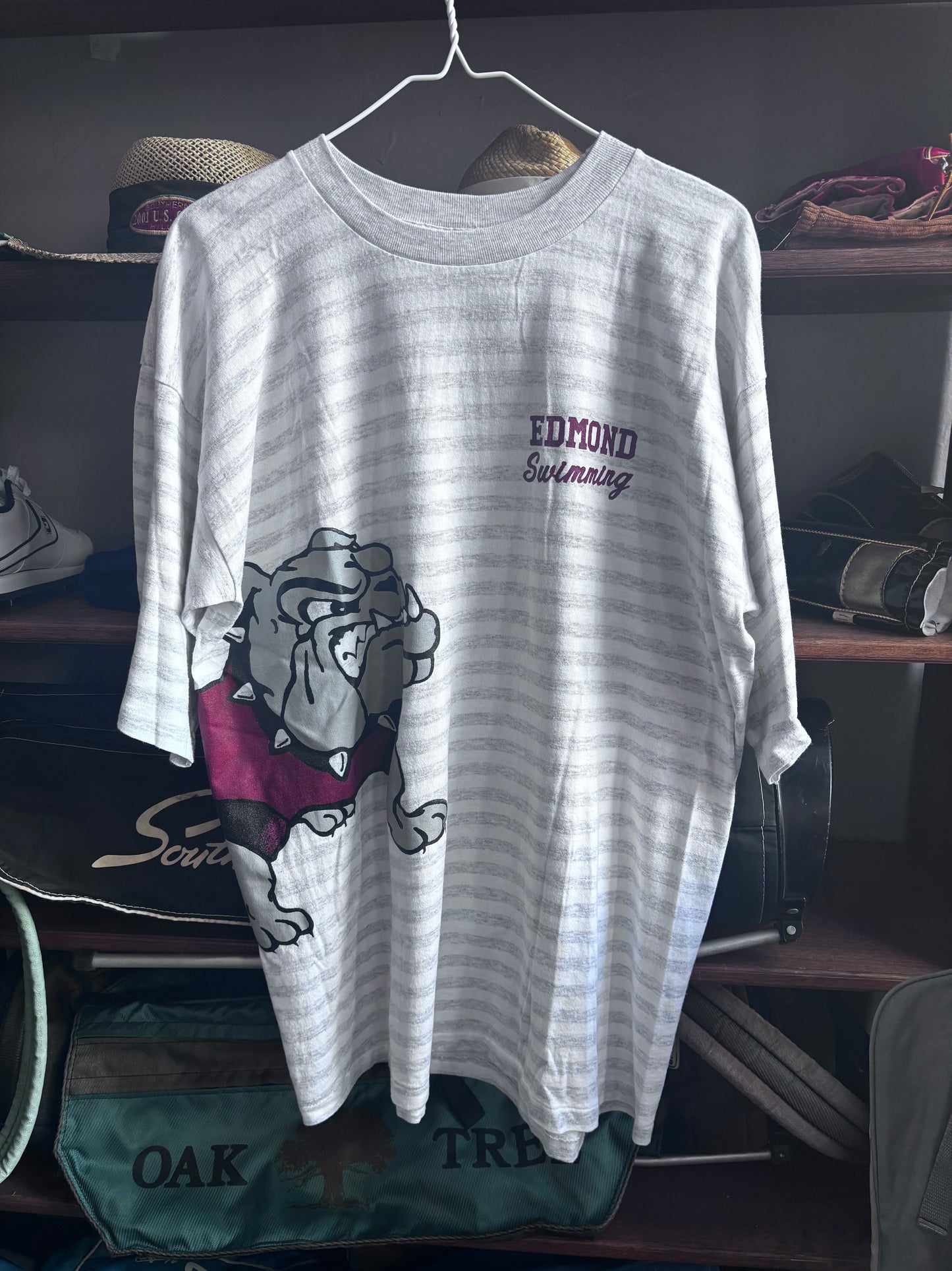 Vintage Edmond North Swimming striped t shirt