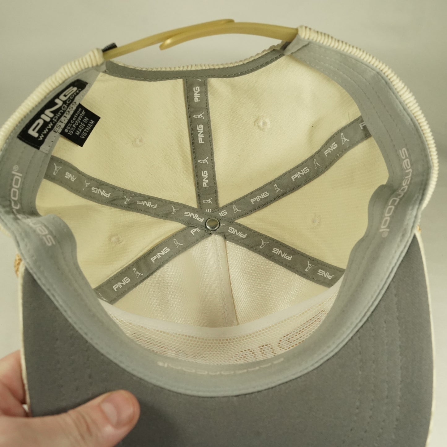 Ping Corduroy Gold and Cream Snapback Hat