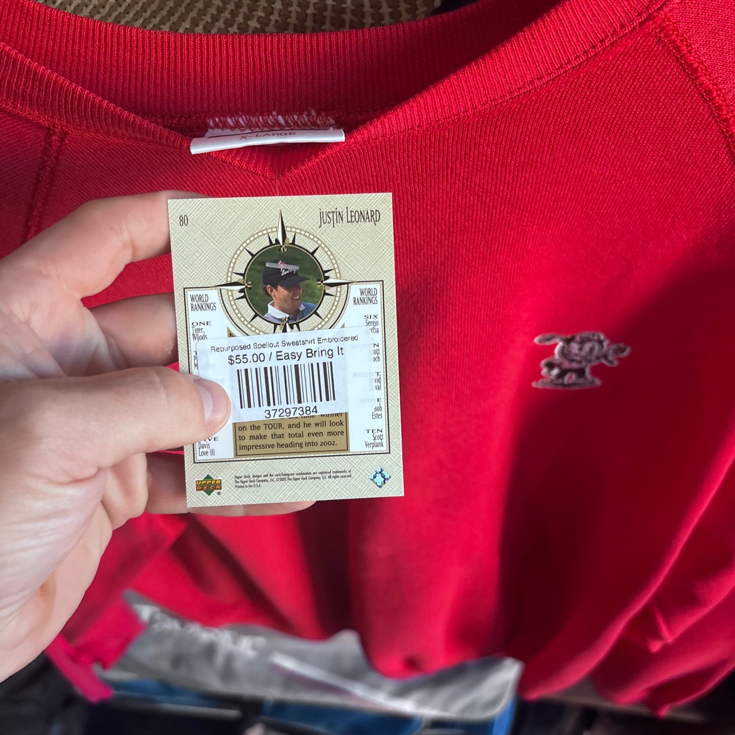 Repurposed Easy Ed embroidered Sweatshirt Red