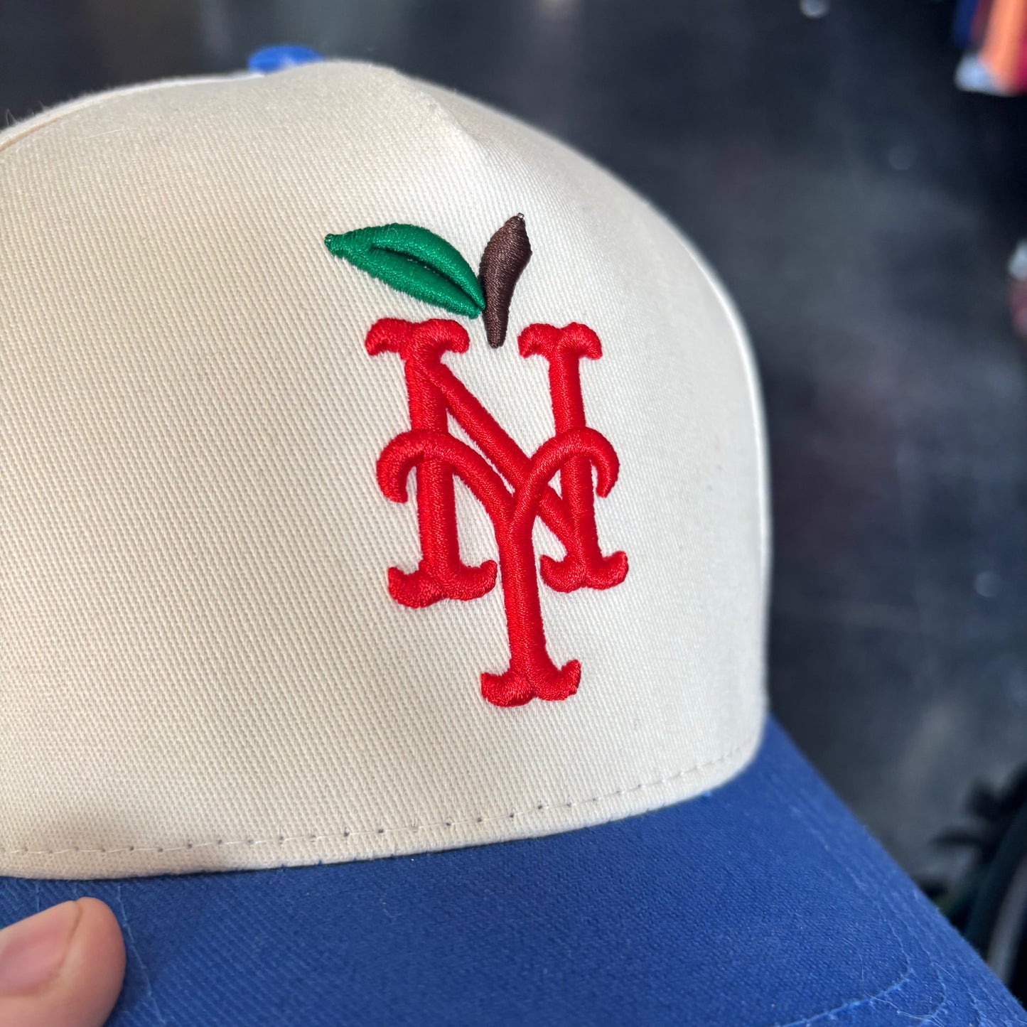 New York NY big apple blue and white snapback