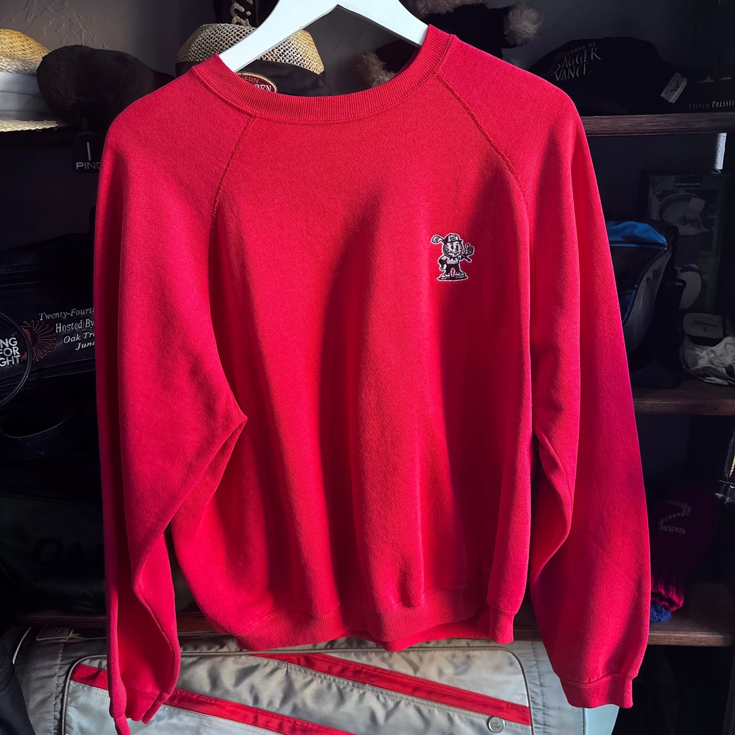 Repurposed Easy Ed embroidered Sweatshirt Red