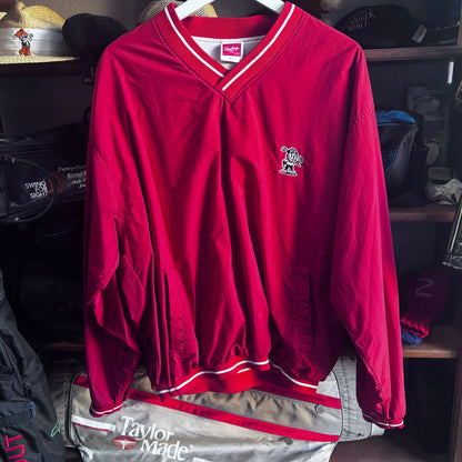 Repurposed Rawlings Pullover Embroidered Red