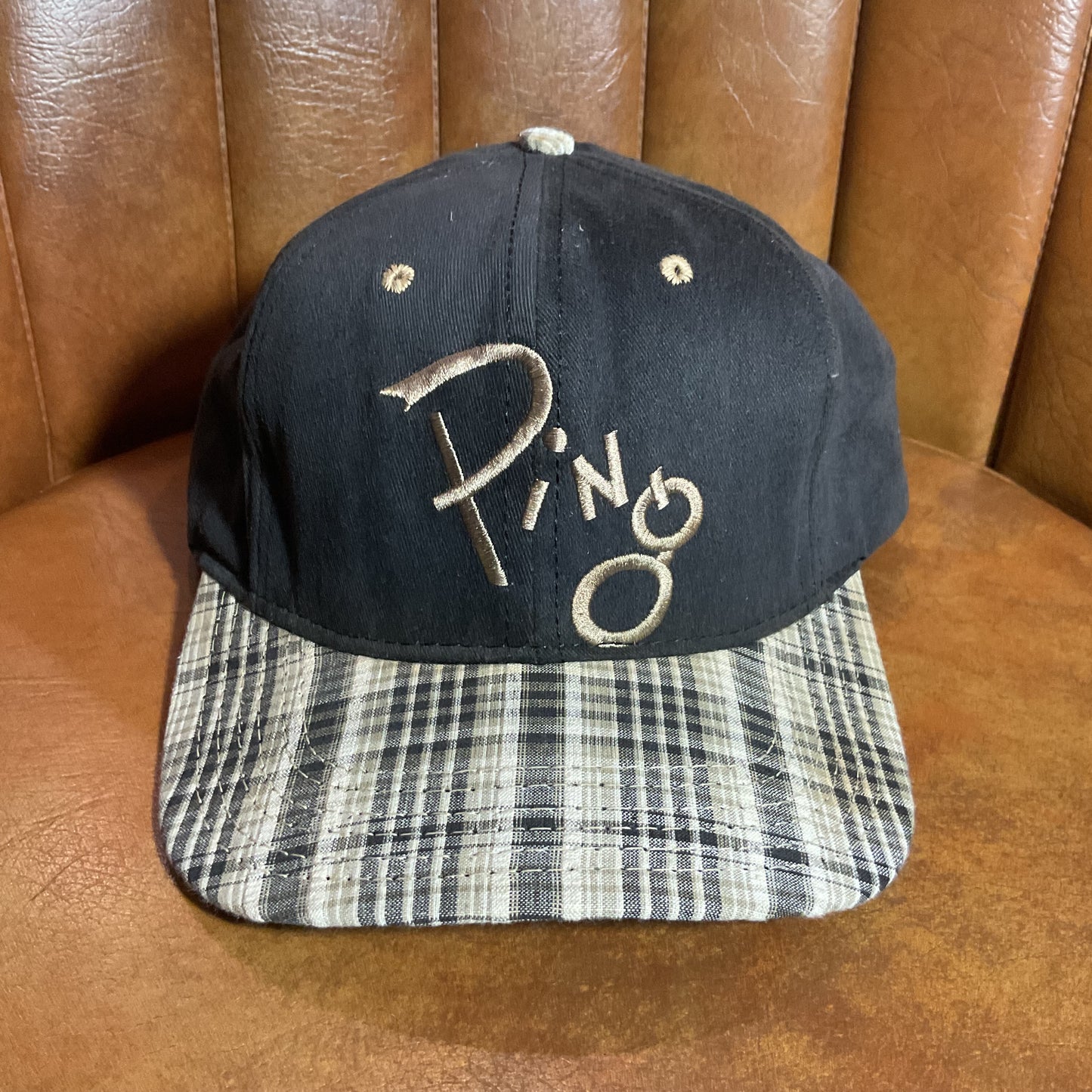 Vintage plaid Ping leather strapback hat