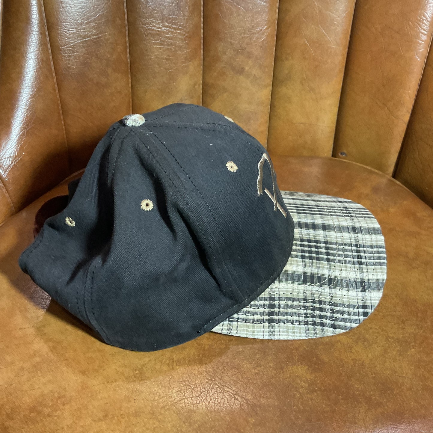 Vintage plaid Ping leather strapback hat