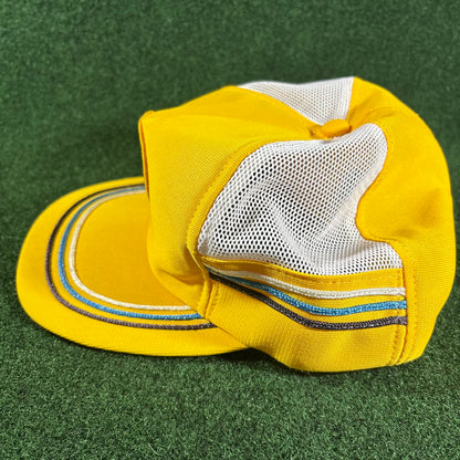 Vintage Golf Embroidered Trucker Hat Yellow