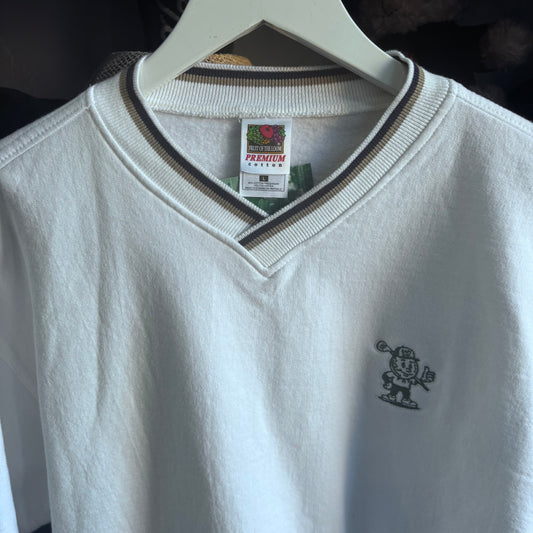 Repurposed Sweatershirt Embroidered White