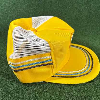 Vintage Golf Embroidered Trucker Hat Yellow