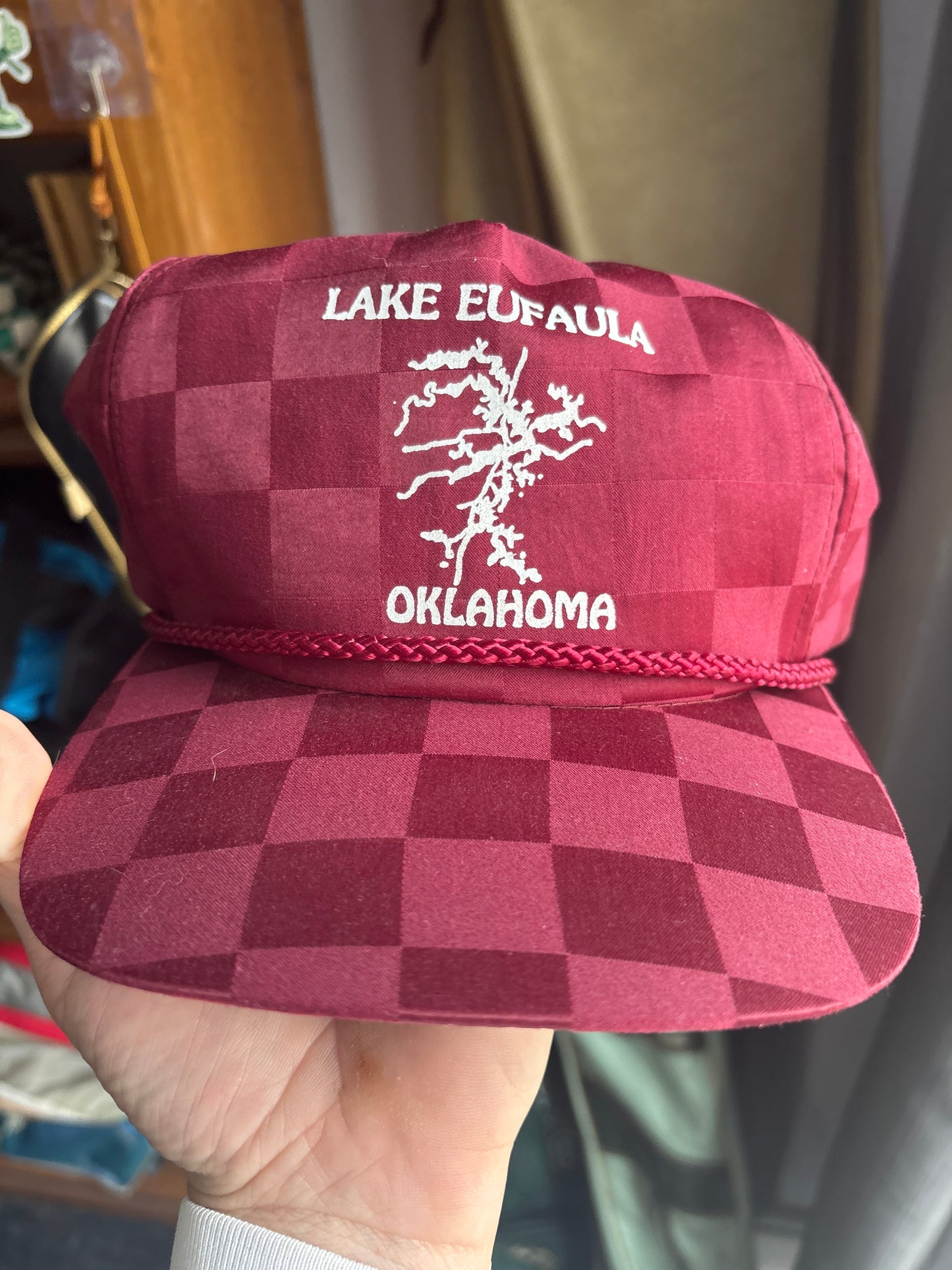 Vintage Lake Eufaula Checkered Hat