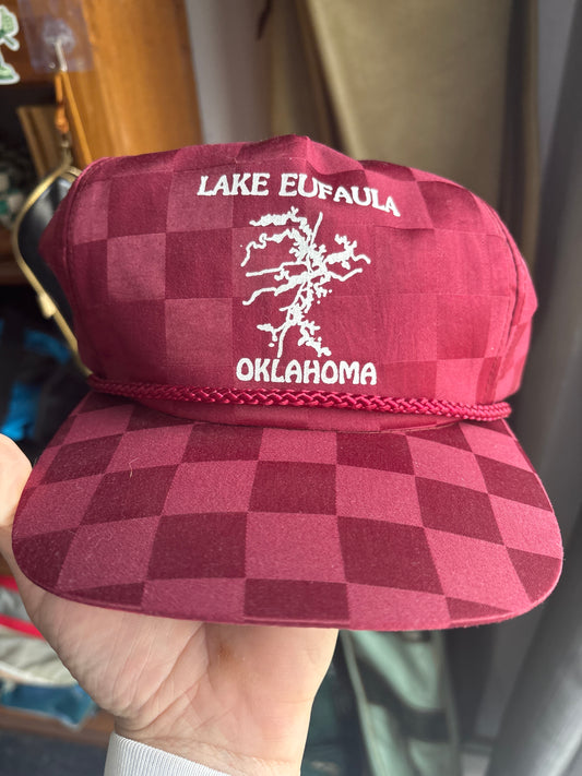 Vintage Lake Eufaula Checkered Hat