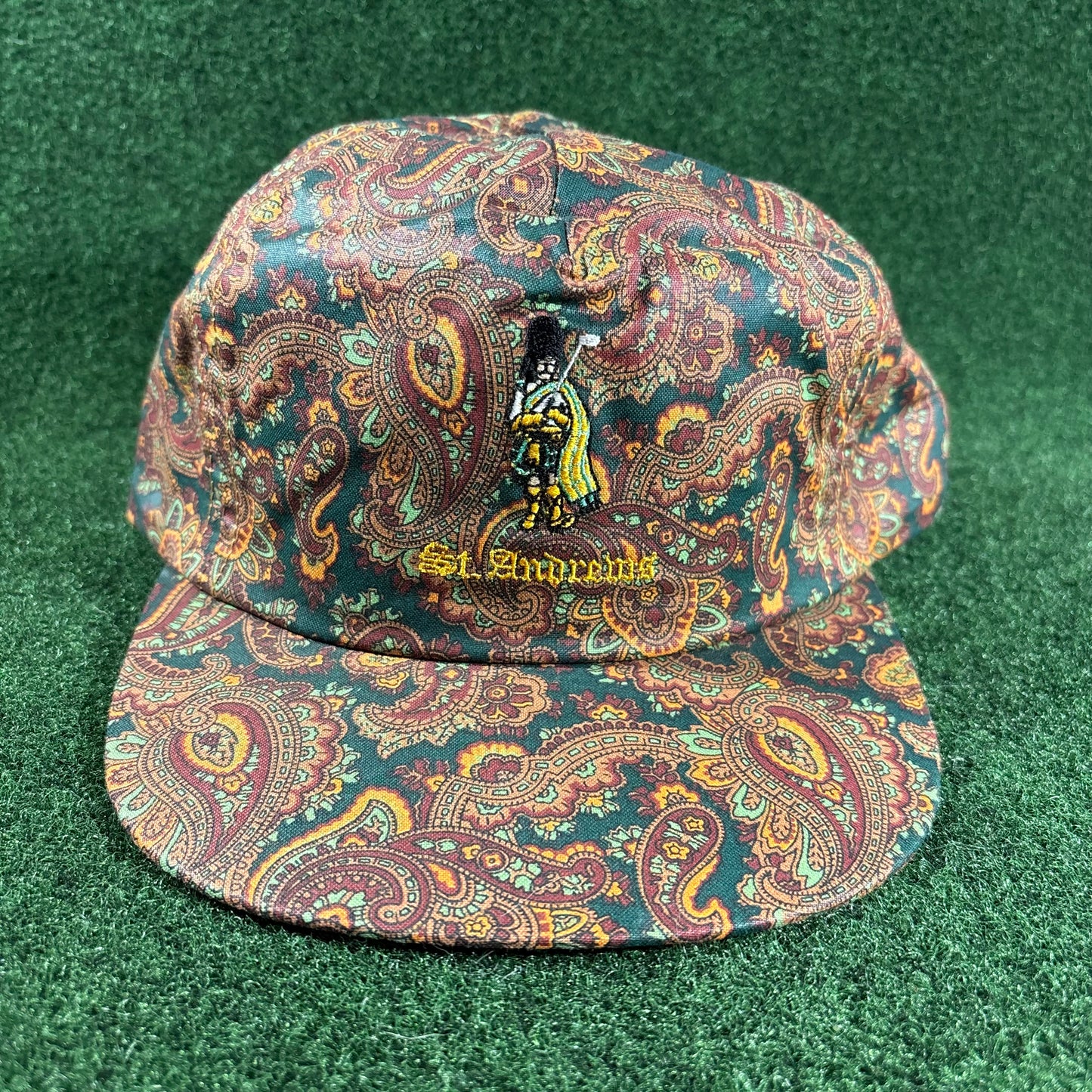 Rare Vintage St. Andrews Paisley Leathe Strapback Golf Hat