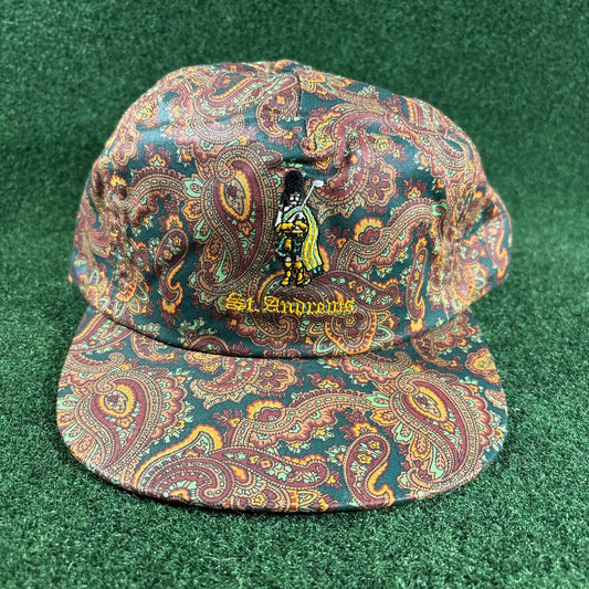 Rare Vintage St. Andrews Paisley Leathe Strapback Golf Hat