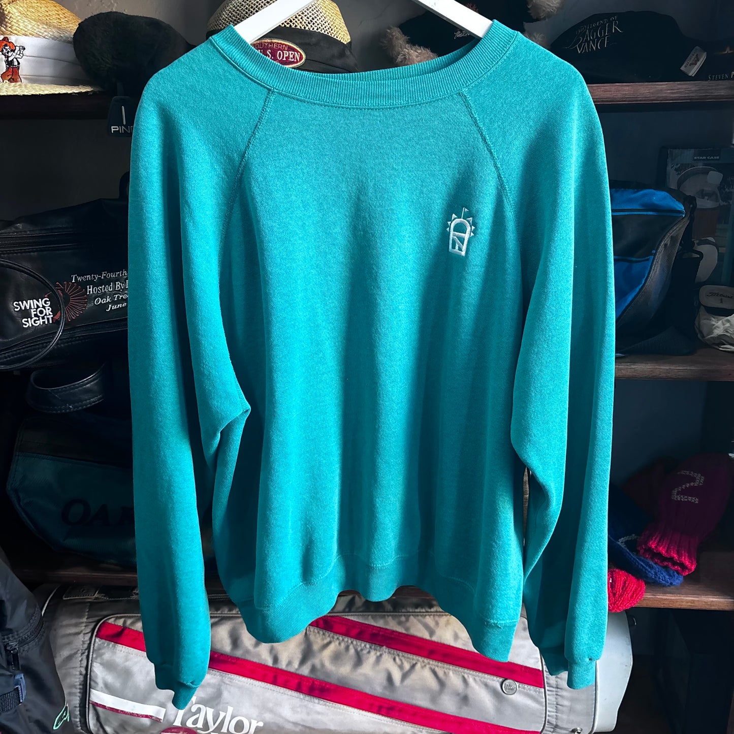 Repurposed Emblem sweatshirt Turquoise