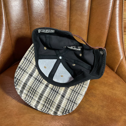 Vintage plaid Ping leather strapback hat