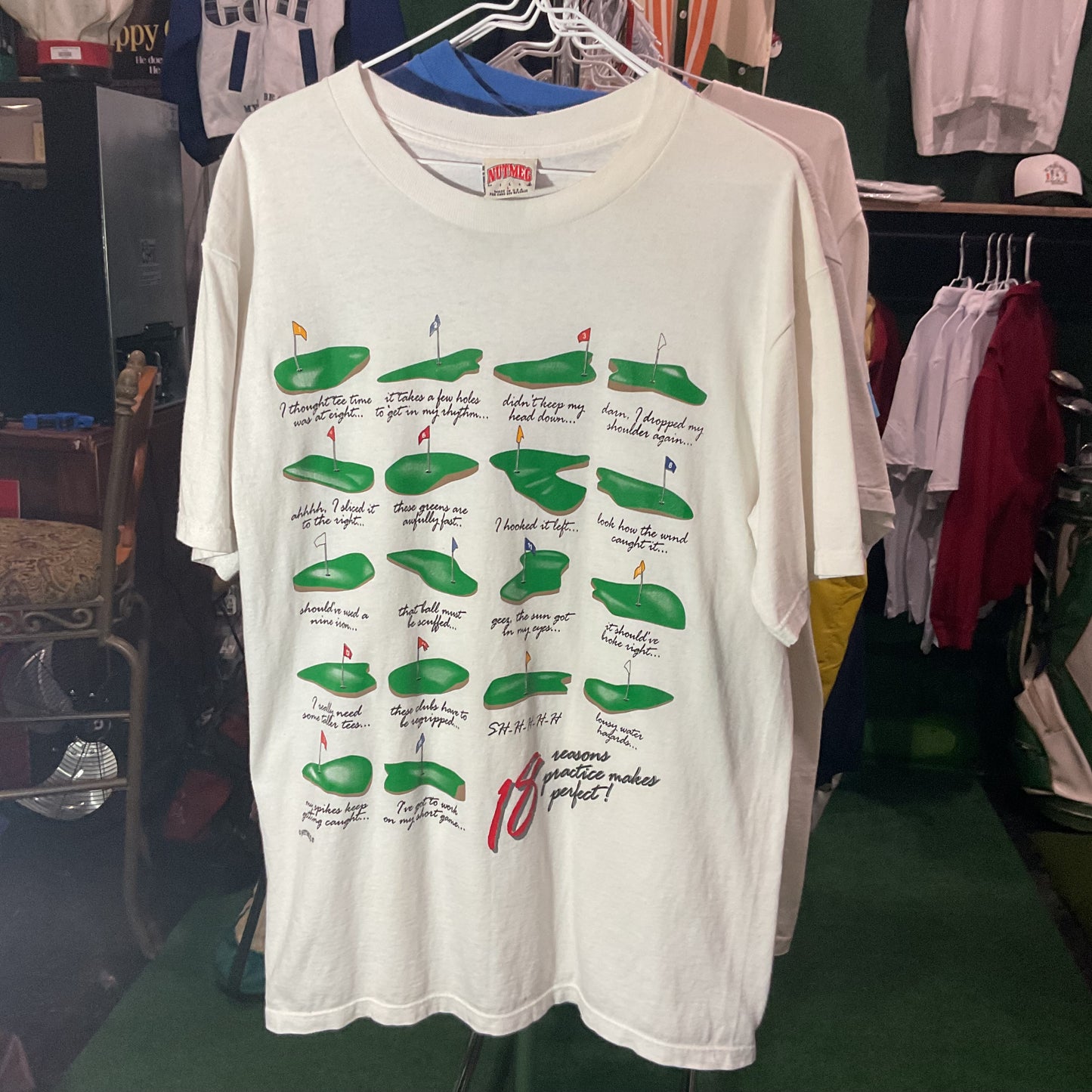 Vintage golf tee 18 reasons practice makes perfect