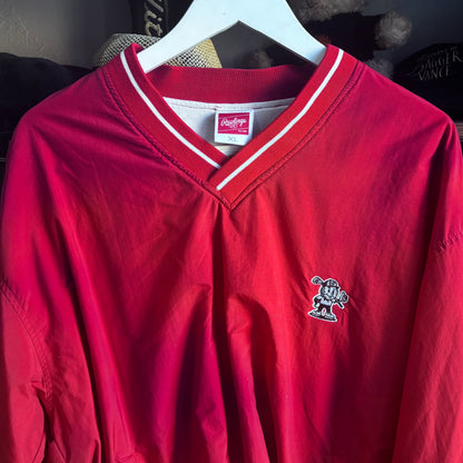 Repurposed Rawlings Pullover Embroidered Red