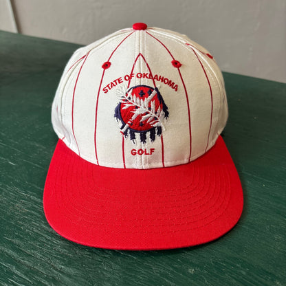 Vintage State of Oklahoma Golf Pinstripe Snpack Back Hat