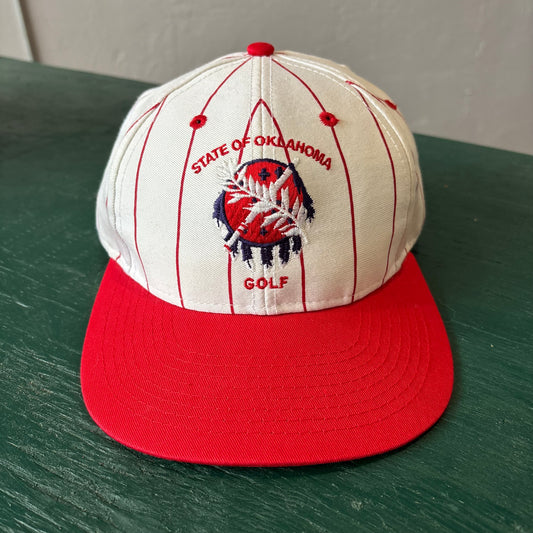 Vintage State of Oklahoma Golf Pinstripe Snpack Back Hat