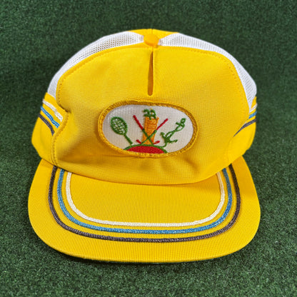 Vintage Golf Embroidered Trucker Hat Yellow