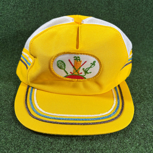 Vintage Golf Embroidered Trucker Hat Yellow
