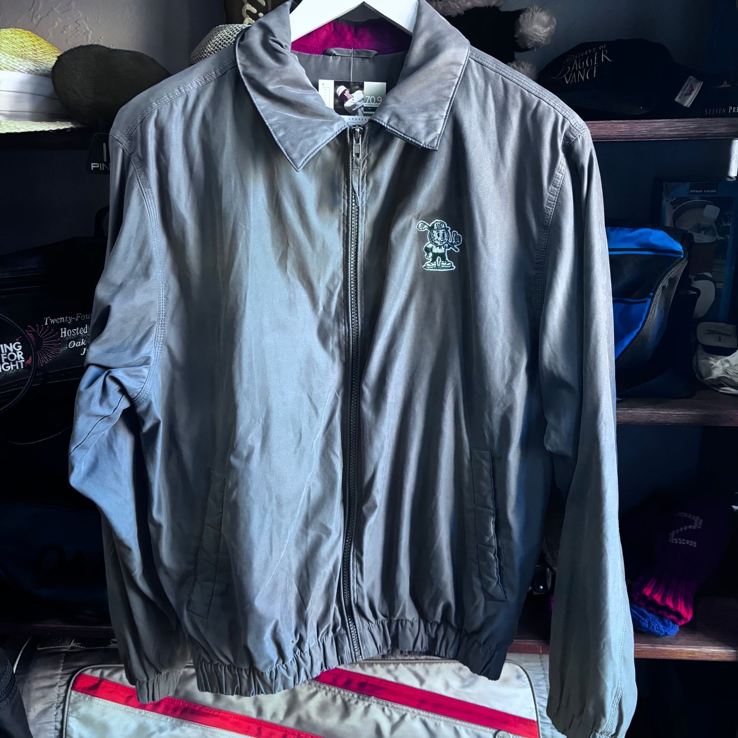 Repurposed Jacket Embroidered Gray Zip Up