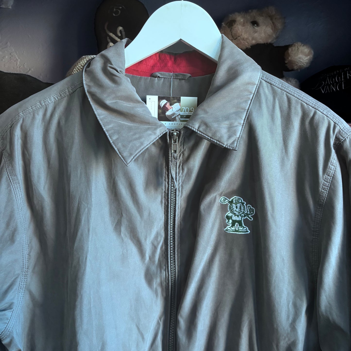 Repurposed Jacket Embroidered Gray Zip Up