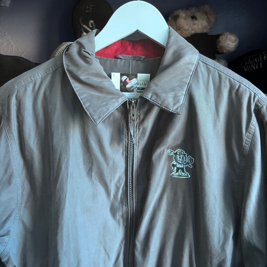 Repurposed Jacket Embroidered Gray Zip Up