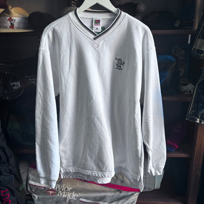 Repurposed Sweatershirt Embroidered White