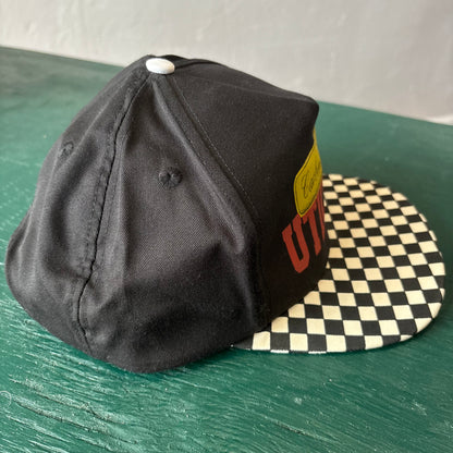Vintage Utica 500 Hat Snapback with Checkered Bill. Carbon Auto Group.