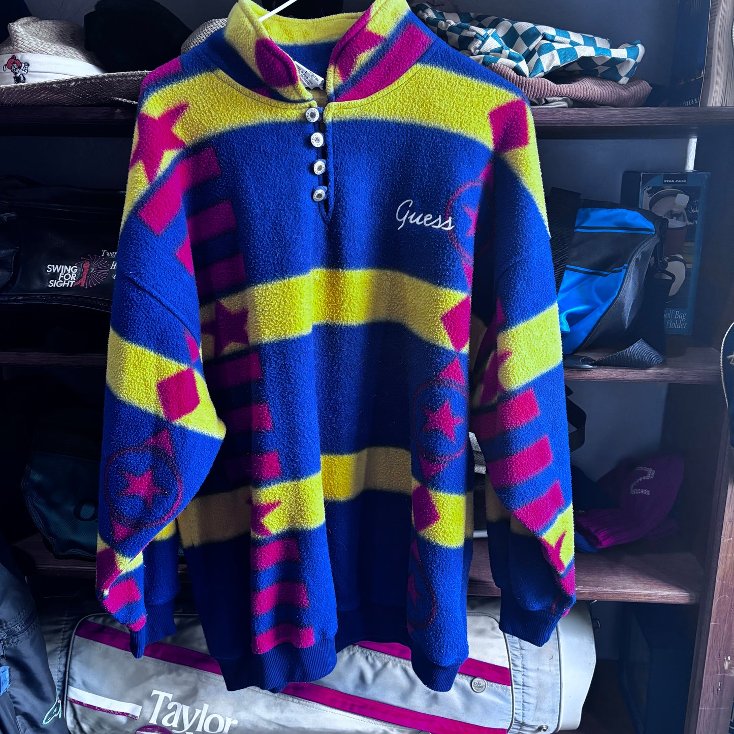 Vintage Guess Fleece all over print sweatshirt pullover