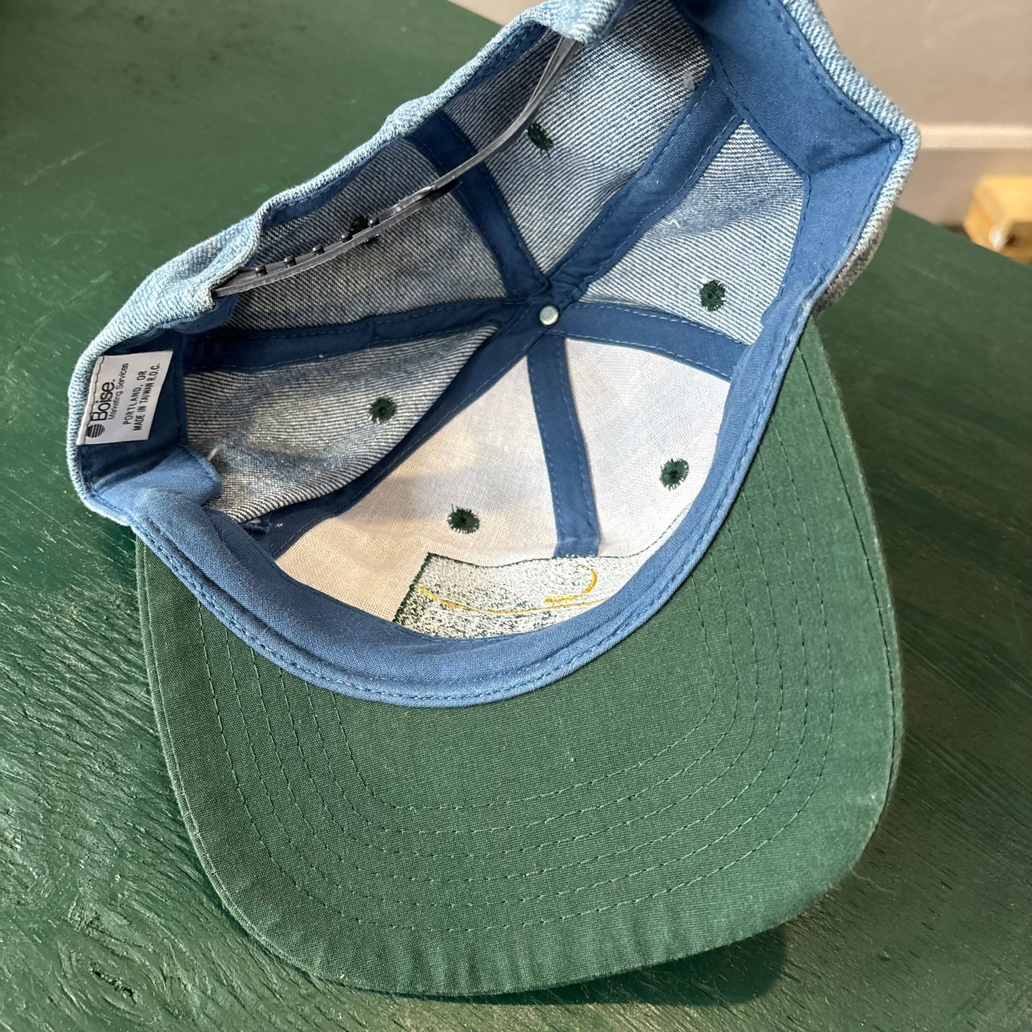 Vintage Denim & Green Hat Snapback. Wilber-Ellis Cap