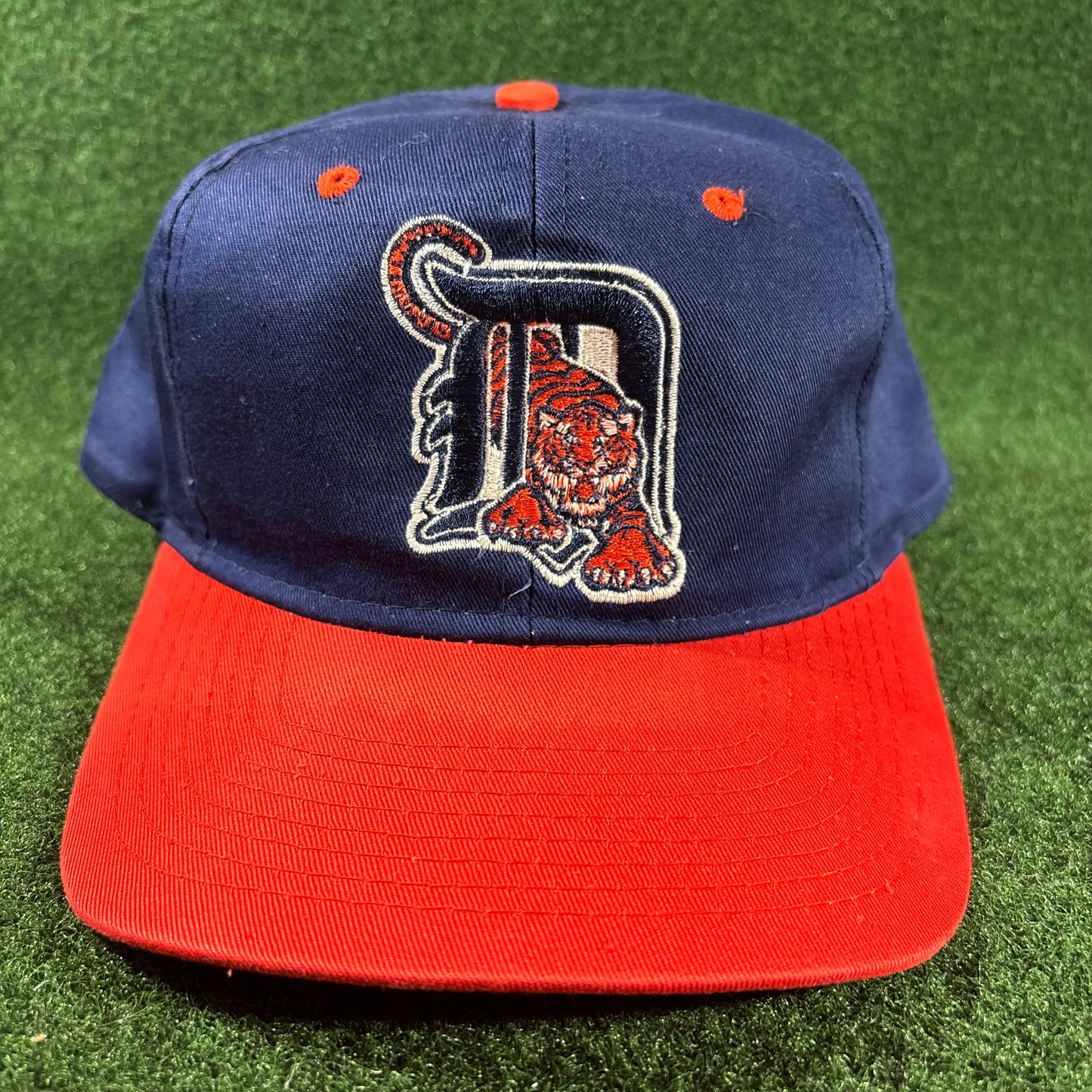 Vintage Detroit Tigers Snapback Hat Orange and Navy Blue