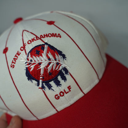 Vintage State of Oklahoma Golf Pinstripe Snpack Back Hat