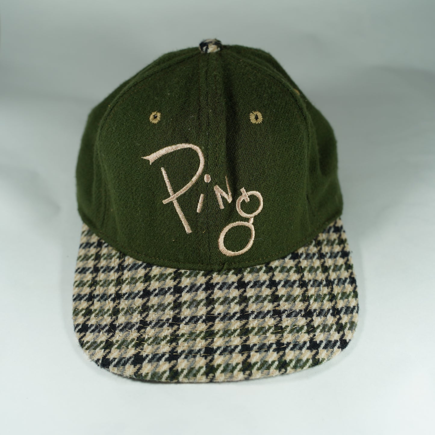 Vintage Ping Houndstooth Golf Hat Leather Strapback 90's