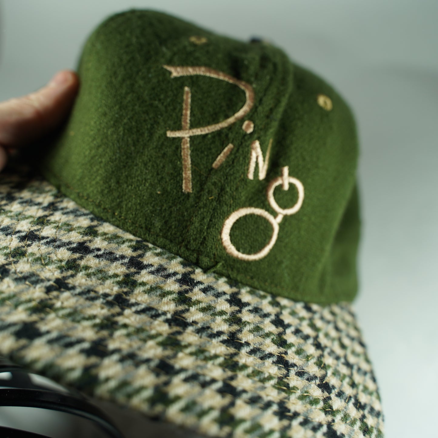 Vintage Ping Houndstooth Golf Hat Leather Strapback 90's