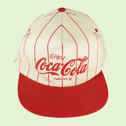 Vintage Enjoy Coca-Cola Pinstripe Snapback Hat Red White