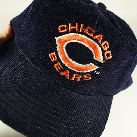 Vintage Chicago Bears Corduroy Snapback Hat Navy Blue