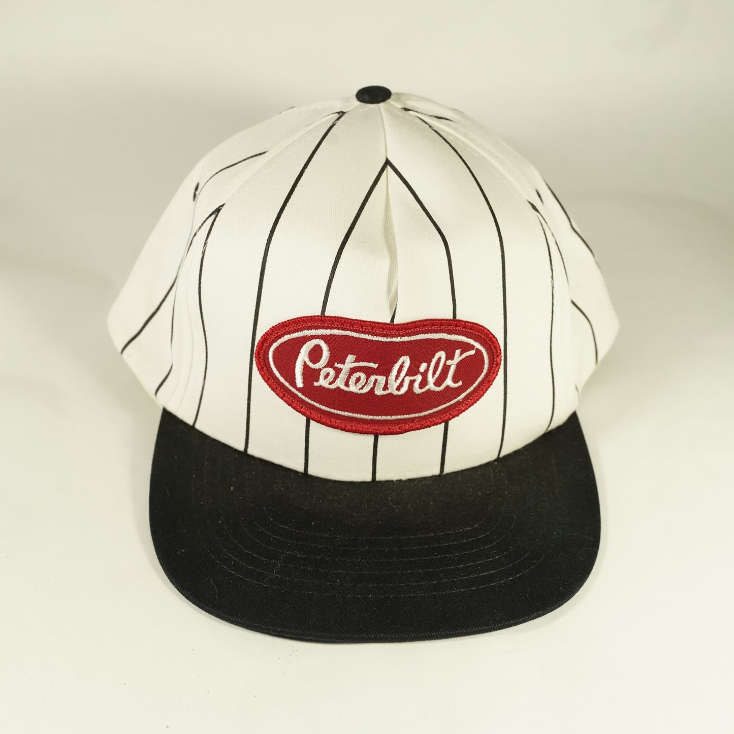 Vintage Peterbilt Pinstripe Snapback Hat Red White Black
