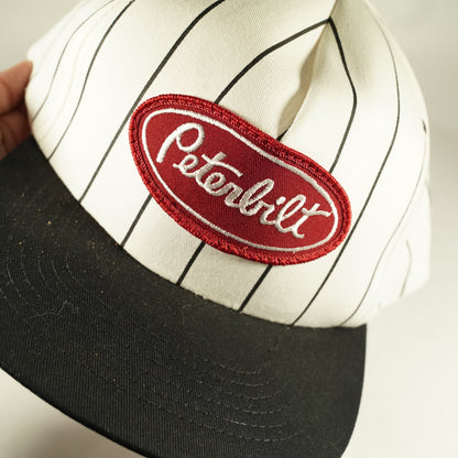Vintage Peterbilt Pinstripe Snapback Hat Red White Black