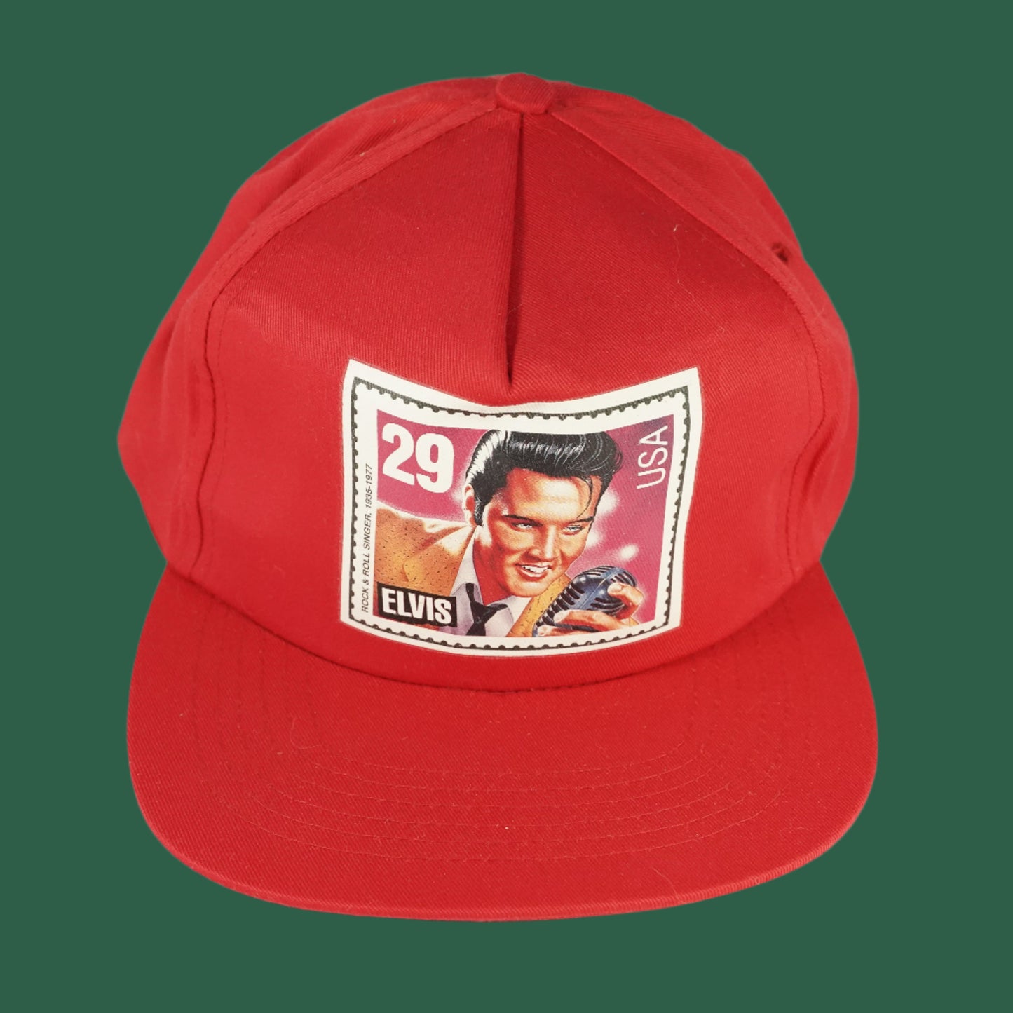 Vintage Elvis Presley Stamp Snapback Hat Red