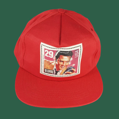 Vintage Elvis Presley Stamp Snapback Hat Red