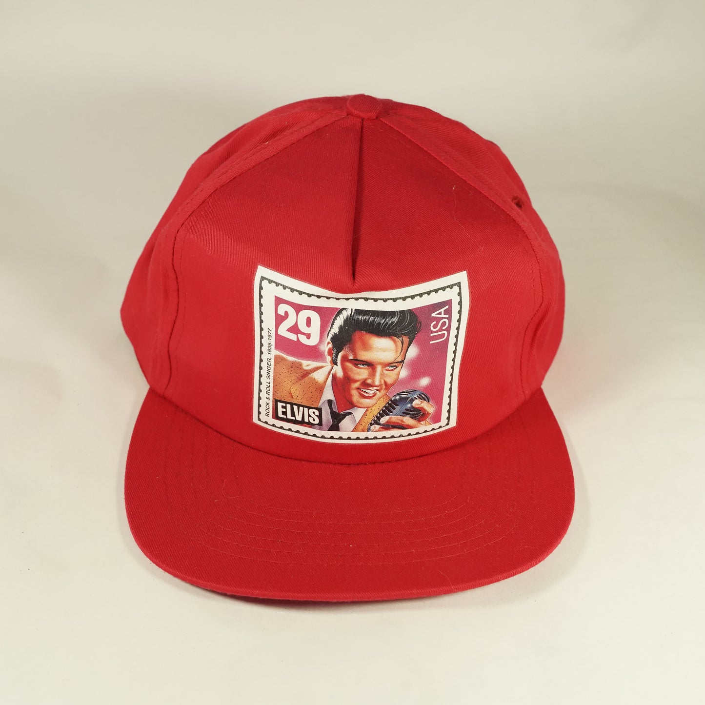 Vintage Elvis Presley Stamp Snapback Hat Red
