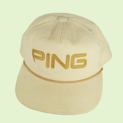 Ping Corduroy Gold and Cream Snapback Hat