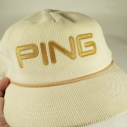 Ping Corduroy Gold and Cream Snapback Hat