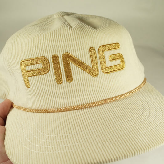 Ping Corduroy Gold and Cream Snapback Hat