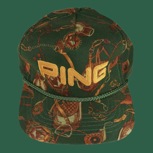 Vintage Ping Decorated Leather Strapback Hat