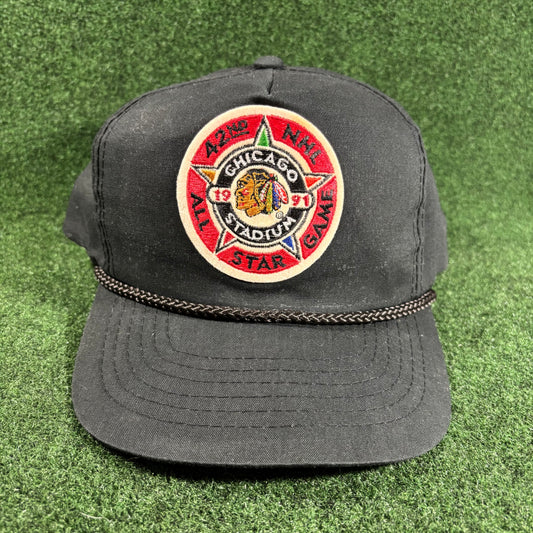 Vintage 1991 Chicago Blackhawks All Star Game Snapback Rope Hat
