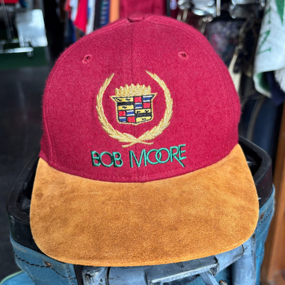 Vintage Bob Moore Cadillac suede leather strap back red and brown