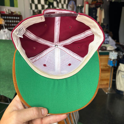 Vintage Bob Moore Cadillac suede leather strap back red and brown