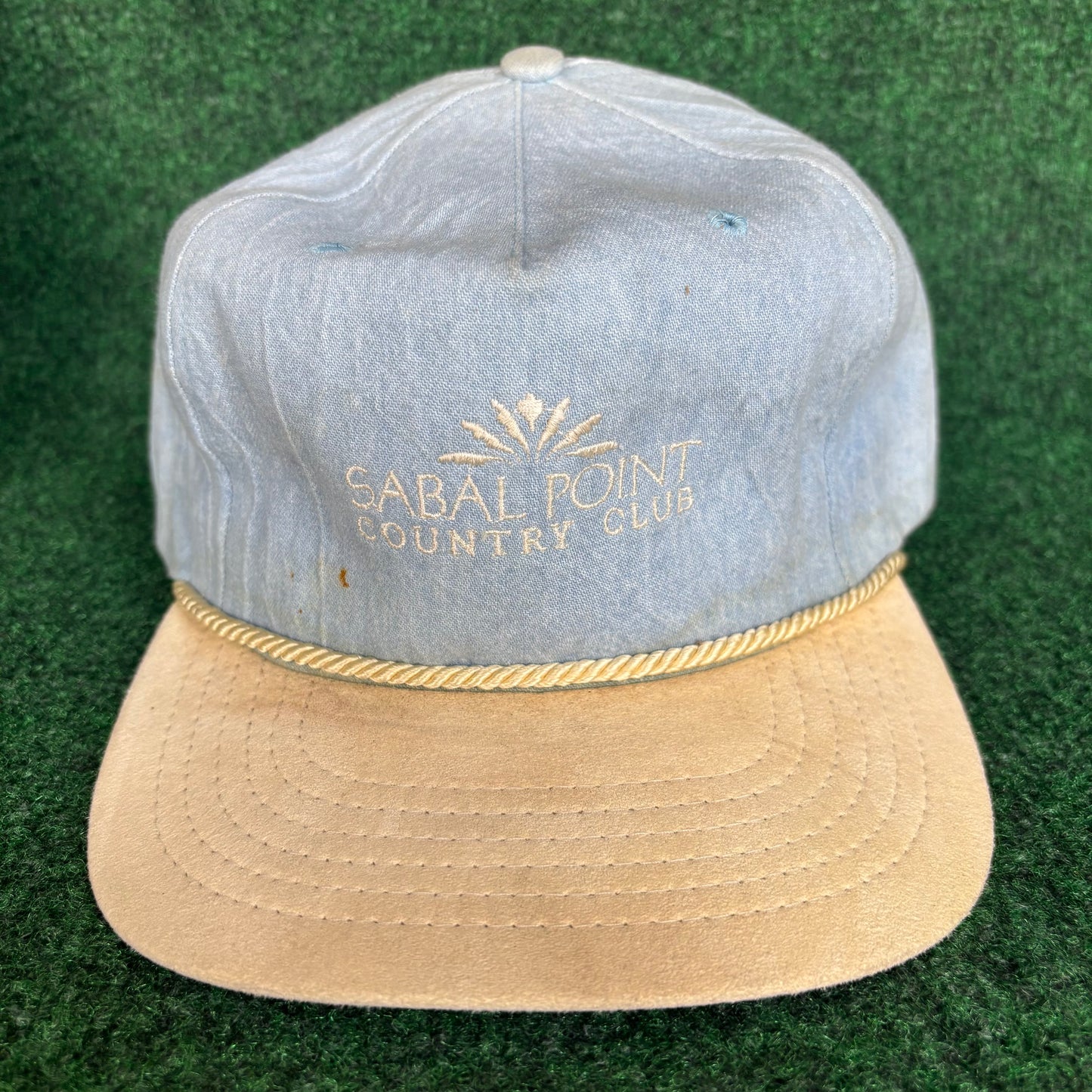 Sabal Point Country Club blue and white TEXACE leather strap back
