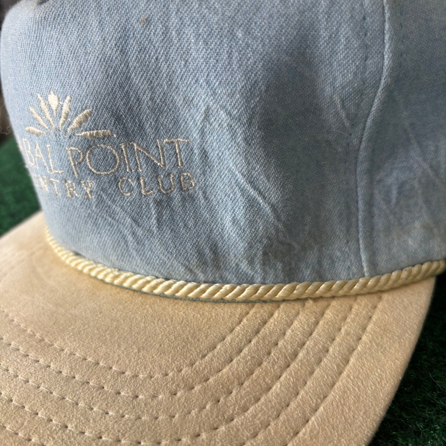 Sabal Point Country Club blue and white TEXACE leather strap back